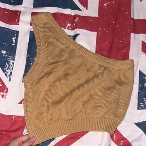 Forever 21 Off-Shoulder Beige Sweater shirt